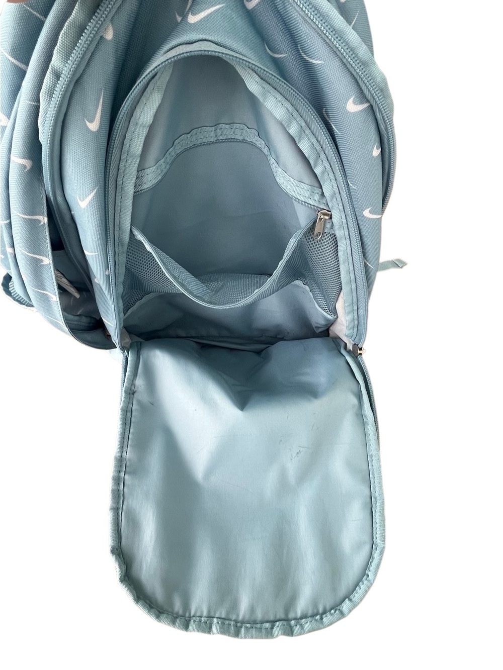 Nike Hayward Light Blue Mini Swoosh Backpack Bookbag School Travel - Picture 10 of 15